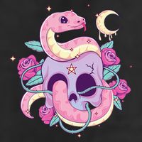 Pastel Goth Creepy Skull Serpent Snake Kawaii Emo Nu Goth Cool Comfort Performance Bucket Hat