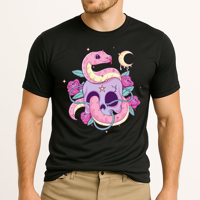 Pastel Goth Creepy Skull Serpent Snake Kawaii Emo Nu Goth Performance Shirt