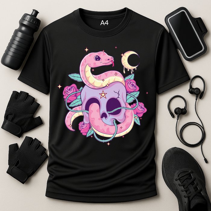 Pastel Goth Creepy Skull Serpent Snake Kawaii Emo Nu Goth Performance Shirt