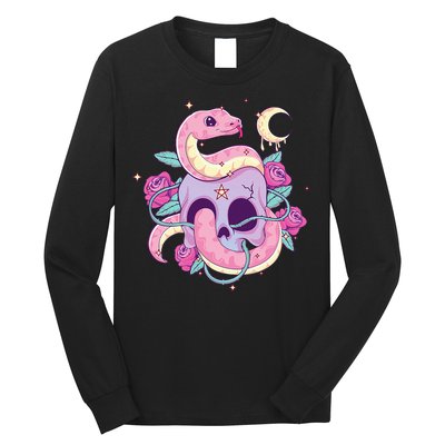 Pastel Goth Creepy Skull Serpent Snake Kawaii Emo Nu Goth Long Sleeve Shirt