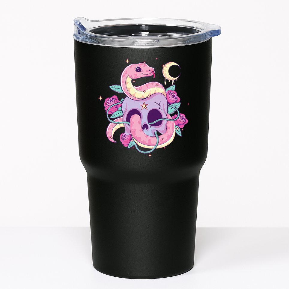 Pastel Goth Creepy Skull Serpent Snake Kawaii Emo Nu Goth Tumbler