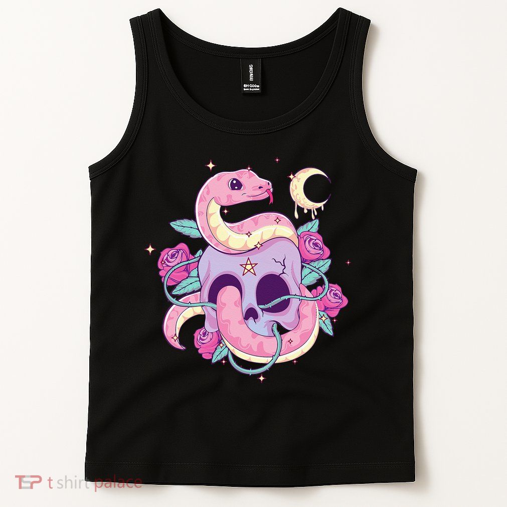 Pastel Goth Creepy Skull Serpent Snake Kawaii Emo Nu Goth Tank Top