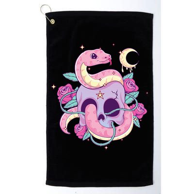 Pastel Goth Creepy Skull Serpent Snake Kawaii Emo Nu Goth Golf Towel