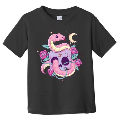 Pastel Goth Creepy Skull Serpent Snake Kawaii Emo Nu Goth Toddler T-Shirt