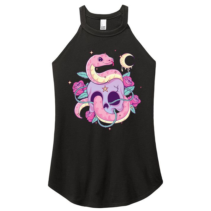 Pastel Goth Creepy Skull Serpent Snake Kawaii Emo Nu Goth Women's Perfect Tri Rocker Tank