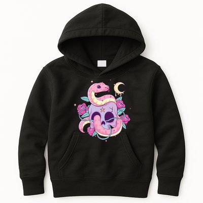 Pastel Goth Creepy Skull Serpent Snake Kawaii Emo Nu Goth Kids Hoodie