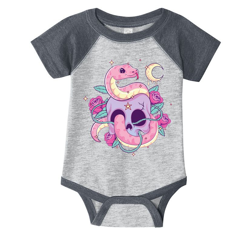 Pastel Goth Creepy Skull Serpent Snake Kawaii Emo Nu Goth Infant Baby Jersey Bodysuit