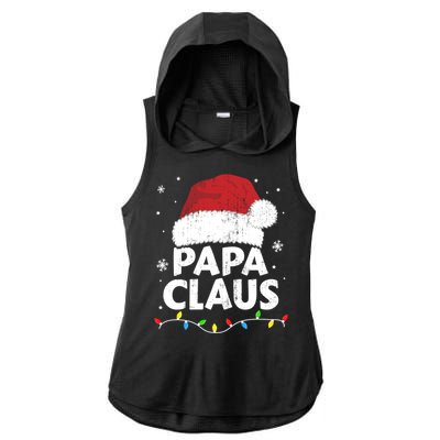 Papa Grandpa Claus Christmas Lights Matching Family Pajama Cute Gift Ladies PosiCharge Tri-Blend Wicking Draft Hoodie Tank