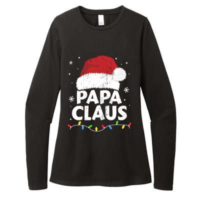 Papa Grandpa Claus Christmas Lights Matching Family Pajama Cute Gift Womens CVC Long Sleeve Shirt