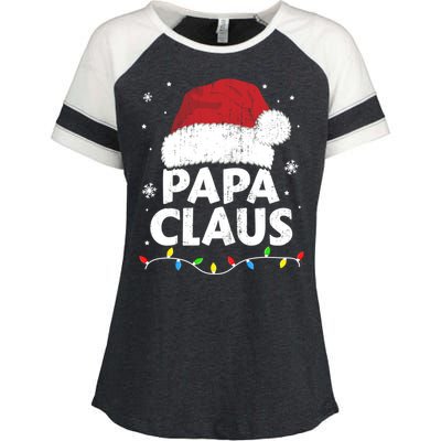 Papa Grandpa Claus Christmas Lights Matching Family Pajama Cute Gift Enza Ladies Jersey Colorblock Tee