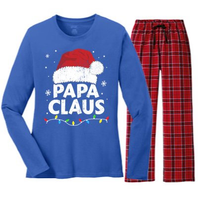 Papa Grandpa Claus Christmas Lights Matching Family Pajama Cute Gift Women's Long Sleeve Flannel Pajama Set 