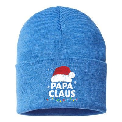 Papa Grandpa Claus Christmas Lights Matching Family Pajama Cute Gift Sustainable Knit Beanie