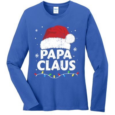 Papa Grandpa Claus Christmas Lights Matching Family Pajama Cute Gift Ladies Long Sleeve Shirt