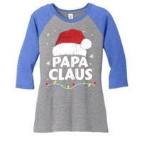 Papa Grandpa Claus Christmas Lights Matching Family Pajama Cute Gift Women's Tri-Blend 3/4-Sleeve Raglan Shirt