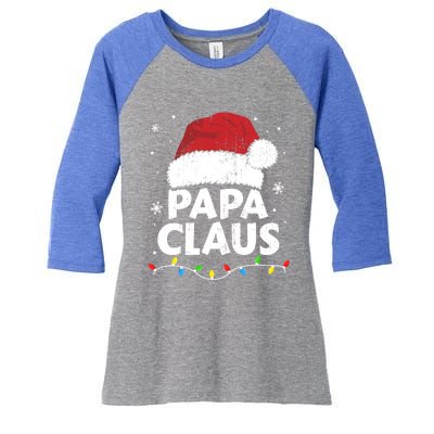 Papa Grandpa Claus Christmas Lights Matching Family Pajama Cute Gift Women's Tri-Blend 3/4-Sleeve Raglan Shirt