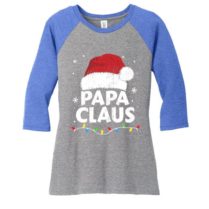 Papa Grandpa Claus Christmas Lights Matching Family Pajama Cute Gift Women's Tri-Blend 3/4-Sleeve Raglan Shirt