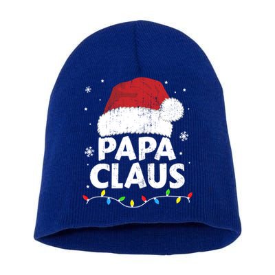 Papa Grandpa Claus Christmas Lights Matching Family Pajama Cute Gift Short Acrylic Beanie