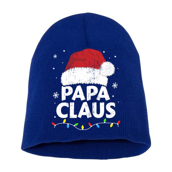 Papa Grandpa Claus Christmas Lights Matching Family Pajama Cute Gift Short Acrylic Beanie