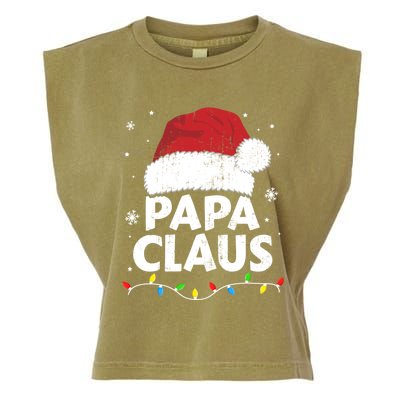 Papa Grandpa Claus Christmas Lights Matching Family Pajama Cute Gift Garment-Dyed Women's Muscle Tee