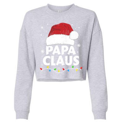 Papa Grandpa Claus Christmas Lights Matching Family Pajama Cute Gift Cropped Pullover Crew