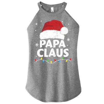 Papa Grandpa Claus Christmas Lights Matching Family Pajama Cute Gift Women's Perfect Tri Rocker Tank