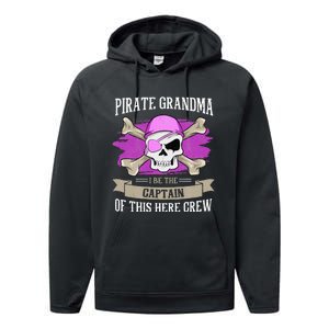 Pirate Grandma Caribbean Captain Grandmother Pirate Performance Fleece Hoodie