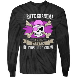 Pirate Grandma Caribbean Captain Grandmother Pirate Tie-Dye Long Sleeve Shirt