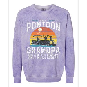 Pontoon Grandpa Captain Retro Funny Boating Fathers Day Gift Colorblast Crewneck Sweatshirt