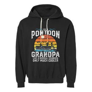 Pontoon Grandpa Captain Retro Funny Boating Fathers Day Gift Garment-Dyed Fleece Hoodie