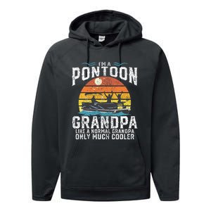 Pontoon Grandpa Captain Retro Funny Boating Fathers Day Gift Performance Fleece Hoodie