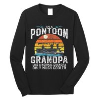 Pontoon Grandpa Captain Retro Funny Boating Fathers Day Gift Long Sleeve Shirt