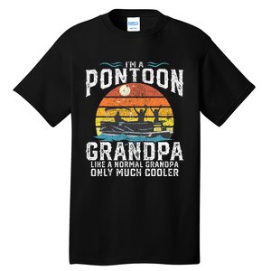 Pontoon Grandpa Captain Retro Funny Boating Fathers Day Gift Tall T-Shirt