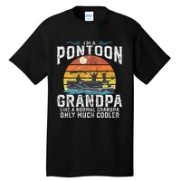 Pontoon Grandpa Captain Retro Funny Boating Fathers Day Gift Tall T-Shirt