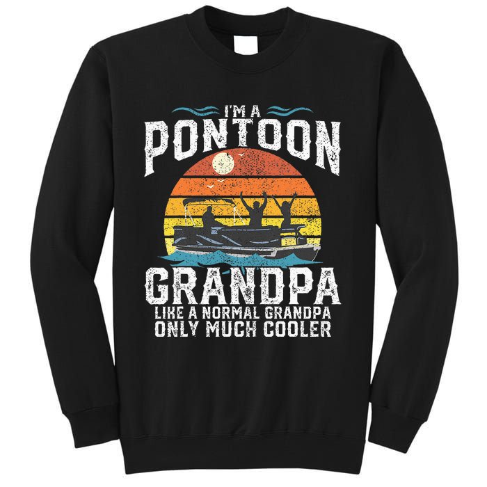 Pontoon Grandpa Captain Retro Funny Boating Fathers Day Gift Tall Sweatshirt