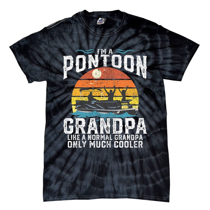 Pontoon Grandpa Captain Retro Funny Boating Fathers Day Gift Tie-Dye T-Shirt