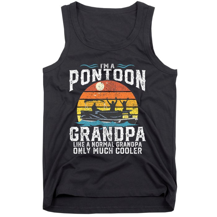 Pontoon Grandpa Captain Retro Funny Boating Fathers Day Gift Tank Top