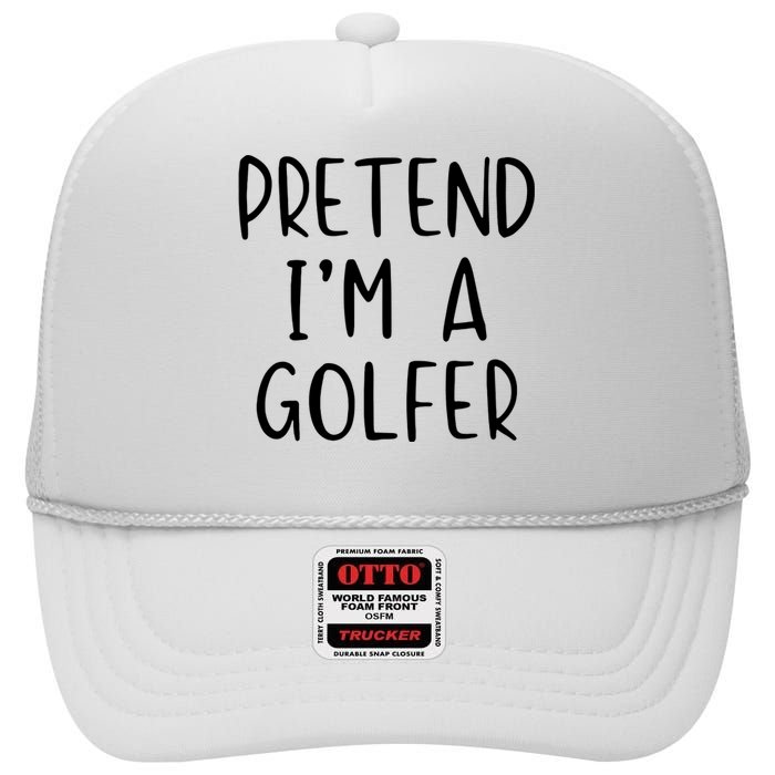 Pretend Golfer Costume Halloween Simple Funny Golfing Golf High Crown Mesh Back Trucker Hat