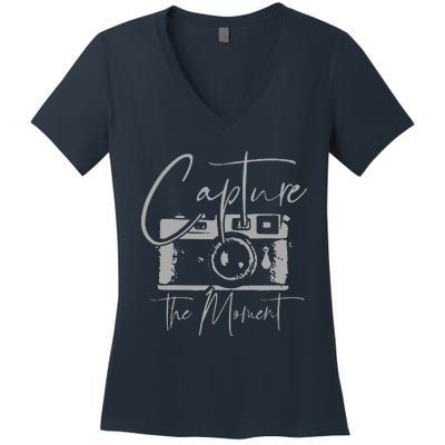 Photographer Gift Capture The Moment Vintage Camera Women's V-Neck T-Shirt