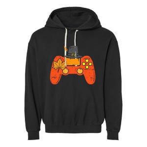 Pilgrim Game Controller Gamer Thanksgiving Fall Gaming Gift Garment-Dyed Fleece Hoodie