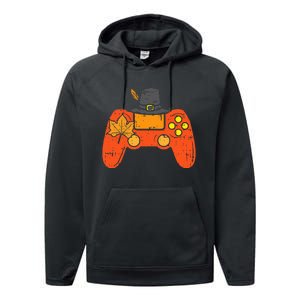 Pilgrim Game Controller Gamer Thanksgiving Fall Gaming Gift Performance Fleece Hoodie