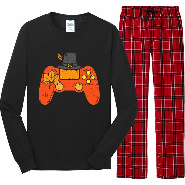 Pilgrim Game Controller Gamer Thanksgiving Fall Gaming Gift Long Sleeve Pajama Set