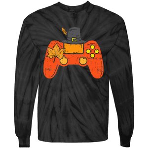 Pilgrim Game Controller Gamer Thanksgiving Fall Gaming Gift Tie-Dye Long Sleeve Shirt