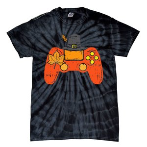 Pilgrim Game Controller Gamer Thanksgiving Fall Gaming Gift Tie-Dye T-Shirt