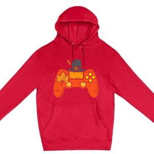 Pilgrim Game Controller Gamer Thanksgiving Fall Gaming Gift Premium Pullover Hoodie