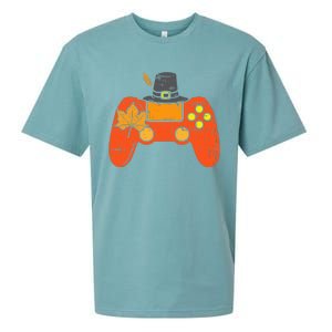 Pilgrim Game Controller Gamer Thanksgiving Fall Gaming Gift Sueded Cloud Jersey T-Shirt