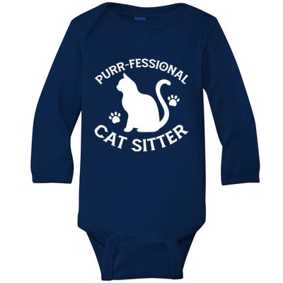 Purrmeaningful Giftfessional Cat Sitter Gift Baby Long Sleeve Bodysuit