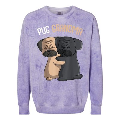 Pug Grandma Dog Mom Lover Owner Women Colorblast Crewneck Sweatshirt