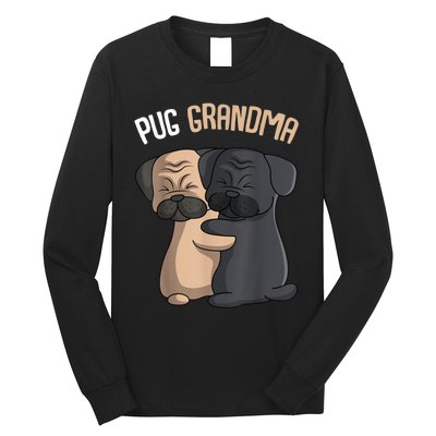 Pug Grandma Dog Mom Lover Owner Women Long Sleeve Shirt