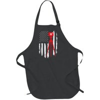 Photographer Gift Distressed American Flag Photographer Full-Length Apron With Pockets