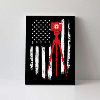 Photographer Gift Distressed American Flag Photographer Canvas